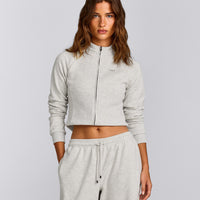 Jersey Tracksuit Zip Up Jacket | Light Grey Marl