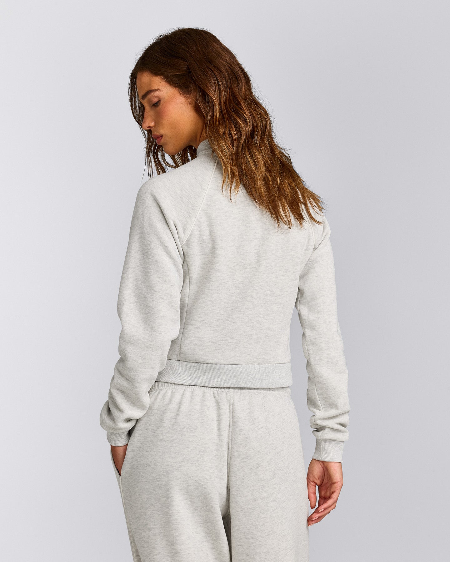 Jersey Tracksuit Zip Up Jacket | Light Grey Marl