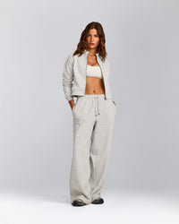 Jersey Tracksuit Zip Up Jacket | Light Grey Marl