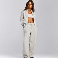 Jersey Tracksuit Zip Up Jacket | Light Grey Marl