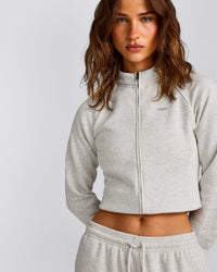 Jersey Tracksuit Zip Up Jacket | Light Grey Marl