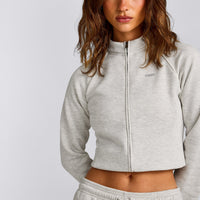 Jersey Tracksuit Zip Up Jacket | Light Grey Marl