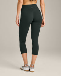 SoftMotion™ 3/4 Length Leggings with Grey Logo | Emerald Noir