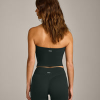 SoftMotion™ Bandeau Mid Vest with Built in Bra Shelf with Grey Logo | Emerald Noir