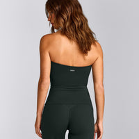 SoftMotion™ Bandeau Vest with Built in Bra Shelf with Grey Logo | Emerald Noir