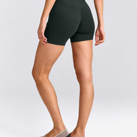 SoftMotion™ High Waisted Shorts 6" with Grey Logo | Emerald Noir