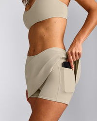 SoftMotion™ Skort with Pockets with Grey Logo | Oatmeal