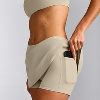 SoftMotion™ Skort with Pockets with Grey Logo | Oatmeal