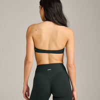 SoftMotion™ Minimal Halter Neck Bralette with Grey Logo | Emerald Noir