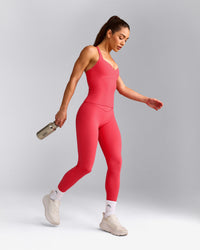 UnifiedMove™ T Back Mid Vest with Built in Bra Shelf with Reflective Logo | Charged Pink