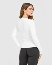 Mellow™ Rib Long Sleeve Cardigan | White