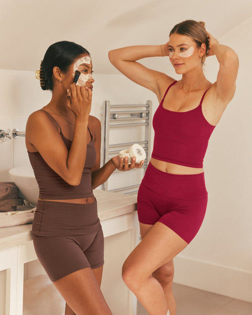 SoftMotion™ Fold Over Shorts 6" with White Logo | Espresso Brown