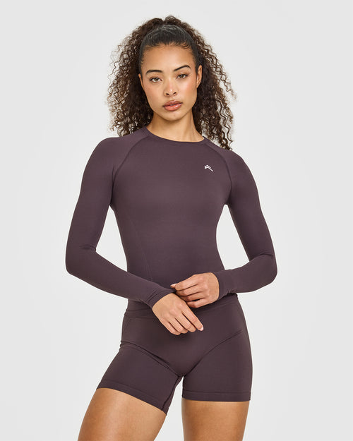 Oner Modal Go To Seamless Fitted Long Sleeve Top | Umber Brown
