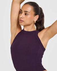 Mellow™ Rib High Neck Mid Tank Top | Blackberry Purple