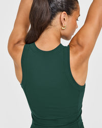 Mellow™ Rib High Neck Mid Tank Top | Racing Green