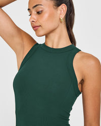 Mellow™ Rib High Neck Mid Tank Top | Racing Green
