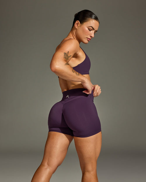 Oner Modal Unified High Waisted Shorts White Logo 6" | Blackberry Purple