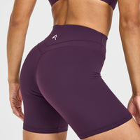 UnifiedMove™ High Waisted Shorts White Logo 6" | Blackberry Purple