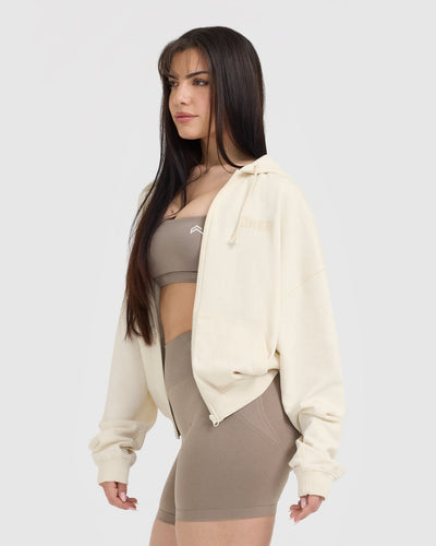 Raw Lounge Oversized Zip Hoodie Off White - Main Image