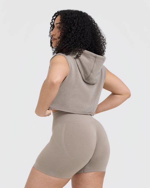 Raw Lounge Sleeveless Crop Hoodie | Washed Minky