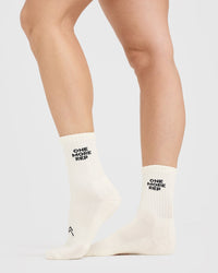 Slogan Crew Socks 5 Pack | Off White