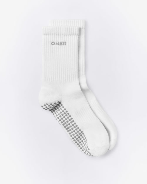 Pilates Grip Crew Socks 1 Pack | White