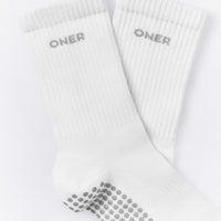 Pilates Grip Crew Socks 1 Pack | White