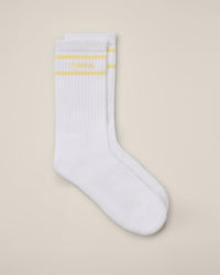 Varsity Stripe Long Crew Socks 1 Pack | Pastel Yellow