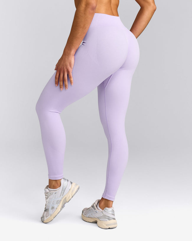 EnhanceLift™ Seamless Leggings with Grey Logo | Lavender Purple