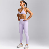 EnhanceLift™ Seamless Leggings with Grey Logo | Lavender Purple