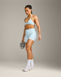EnhanceLift™ Seamless Shorts with Grey Logo | Cloud Blue