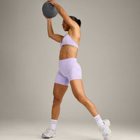 EnhanceLift™ Seamless Shorts with Grey Logo | Lavender Purple