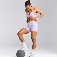 EnhanceLift™ Seamless Shorts with Grey Logo | Lavender Purple