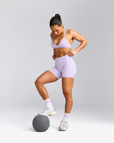 EnhanceLift™ Seamless Shorts with Grey Logo | Lavender Purple