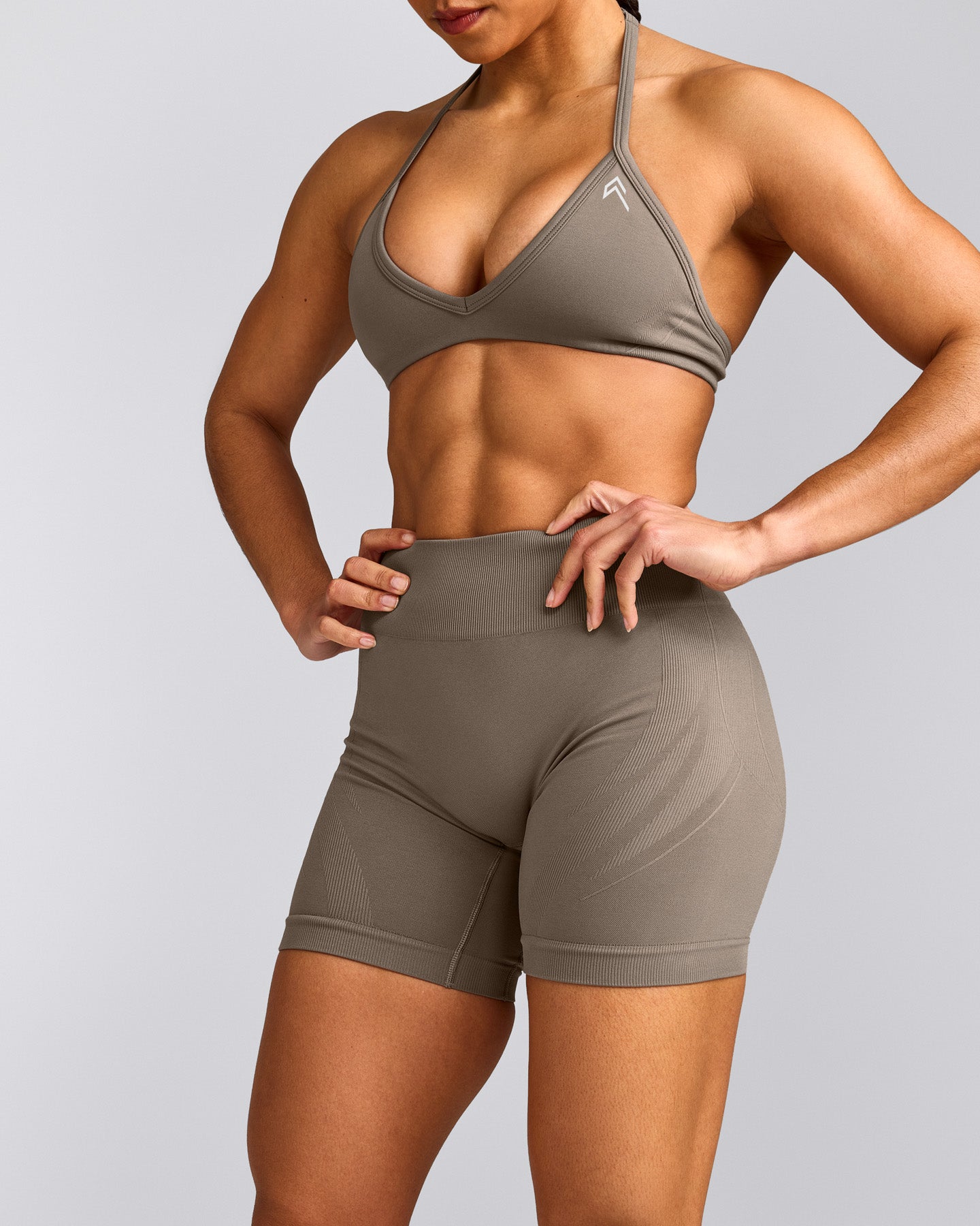 EnhanceLift™ Seamless Shorts with Grey Logo | Warm Minky
