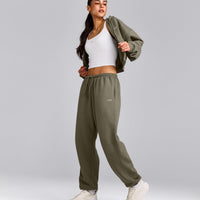 Foundations All Season Cropped Zip Through Hoodie | Alpine Green