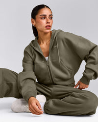 Foundations All Season Cropped Zip Through Hoodie | Alpine Green