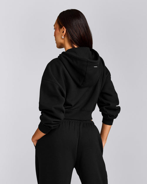 Foundations All Season Cropped Zip Up Hoodie | Black