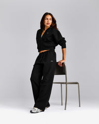 Foundations All Season Cropped Zip Through Hoodie | Black