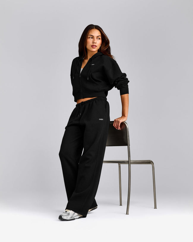 Foundations All Season Cropped Zip Through Hoodie | Black