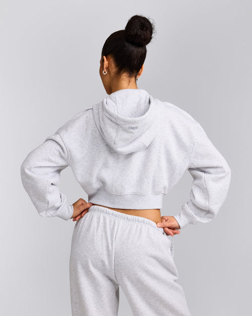 Foundations All Season Cropped Zip Up Hoodie | Grey Marl