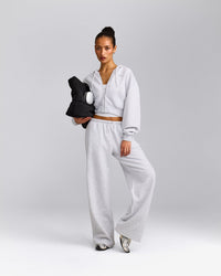 Foundations All Season Cropped Zip Through Hoodie | Grey Marl
