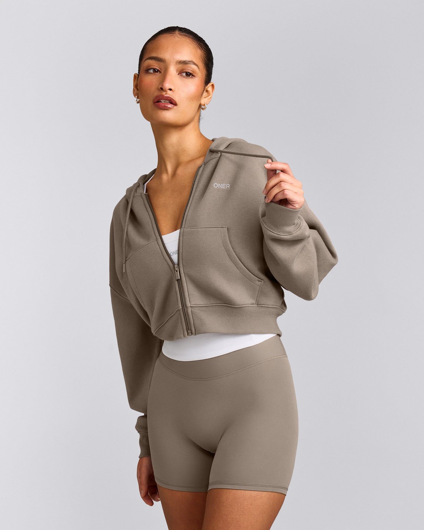 Foundations All Season Cropped Zip Through Hoodie | Minky