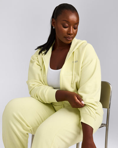 Foundations All Season Cropped Zip Through Hoodie | Pastel Yellow