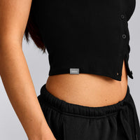 Mellow™ Rib Mid Short Sleeve Cardigan | Black
