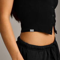 Mellow™ Rib Mid Short Sleeve Cardigan | Black