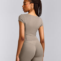 Mellow™ Rib Mid Short Sleeve Cardigan | Warm Minky