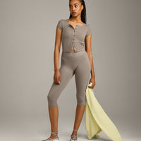 Mellow™ Rib Mid Short Sleeve Cardigan | Warm Minky