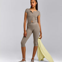 Mellow™ Rib Mid Short Sleeve Cardigan | Warm Minky