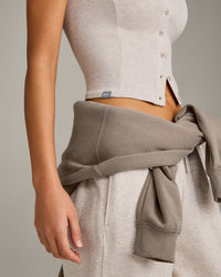 Mellow™ Rib Mid Short Sleeve Cardigan | Oat Marl